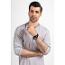 Fashion Grey Blended Stylish Mens Kurta